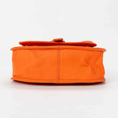 Hey Herbee Freeda Boutique Leather Bag - Bright Orange/Pebble