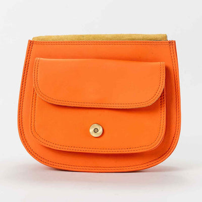 Hey Herbee Freeda Boutique Leather Bag - Bright Orange/Pebble