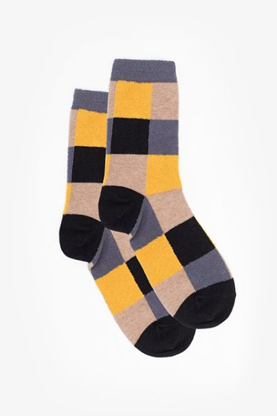 Teddy Check Ochre Socks