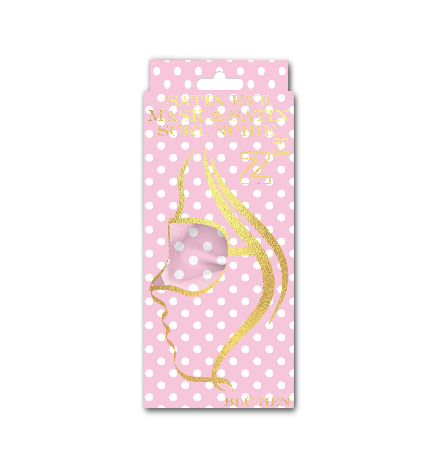 Pink Polka Dot Satin Eye Mask & Scrunchie Set