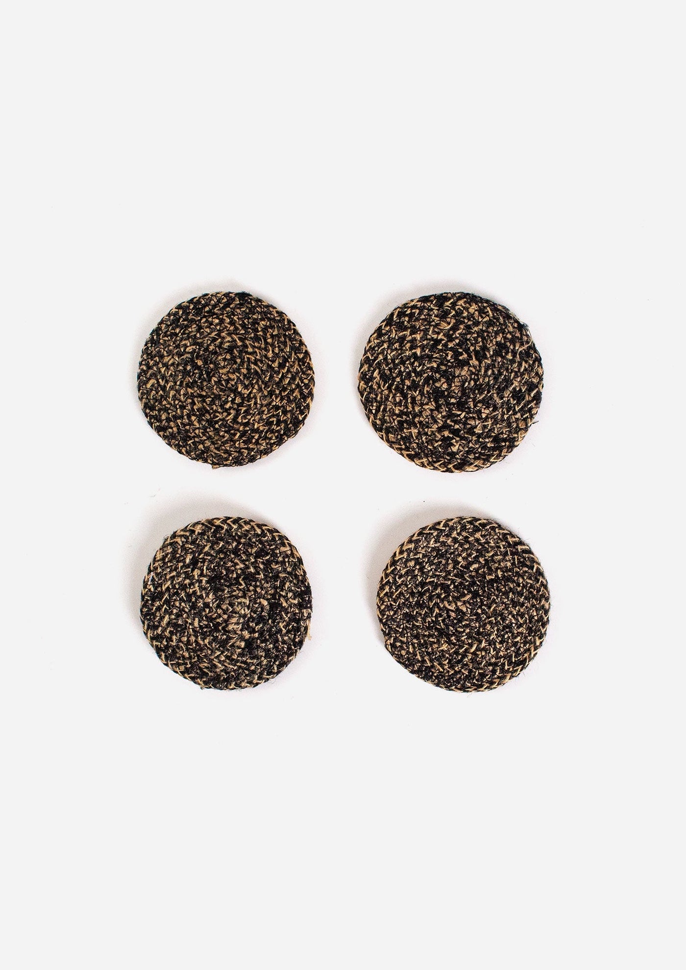 Jute Round Coasters Black - Set of 4 - 11cmDia