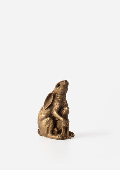 Bronze Sitting Hare With Baby