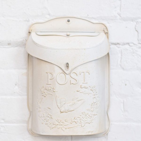 Winter White Metal Post Box – Cream Design