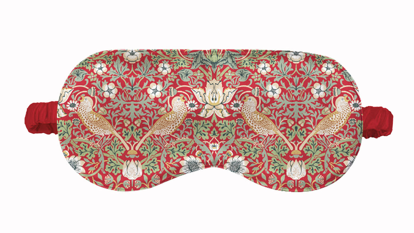 Lavender Scented Strawberry Thief Red Satin Eye Mask