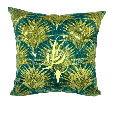 Velour Print Cushion Insect Palmettes