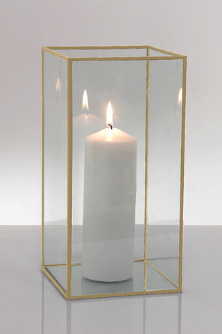 Metal/Glass Candle Box - Gold