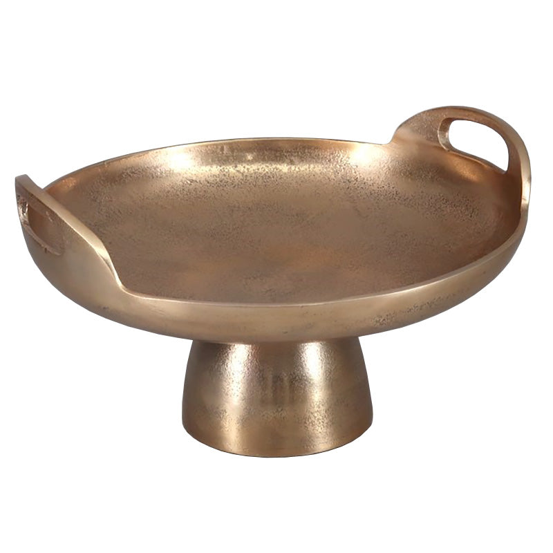 Aluminium Round Footed Tray in Raw Gold