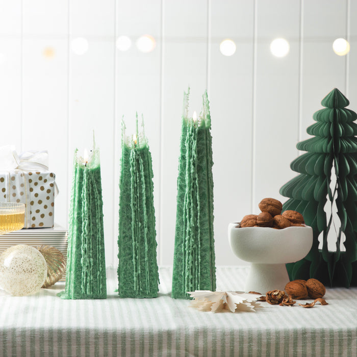 Festive Pine Icicle Candle Green