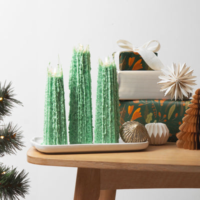 Festive Pine Icicle Candle Green