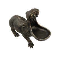 Black & Bronze Resin Hippo