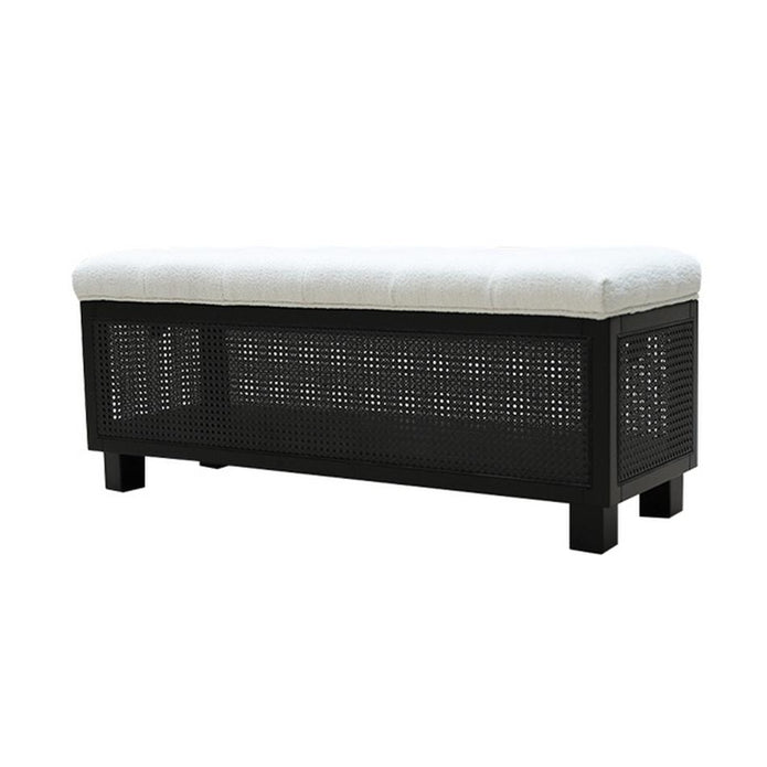 Black Rattan Blanket Box Cream Design