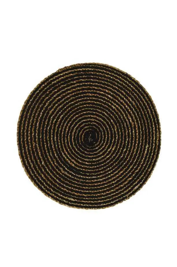 Cotton and Jute Placemat Black - Round 37cmDia