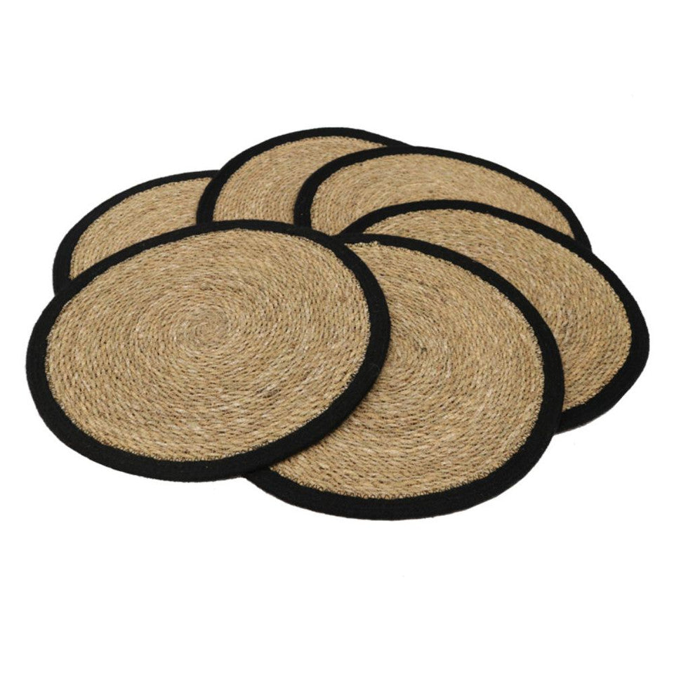 Sea Grass/Jute Round Placemat in Natural/Black