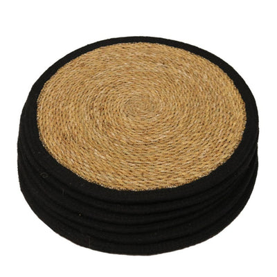 Sea Grass/Jute Round Placemat in Natural/Black