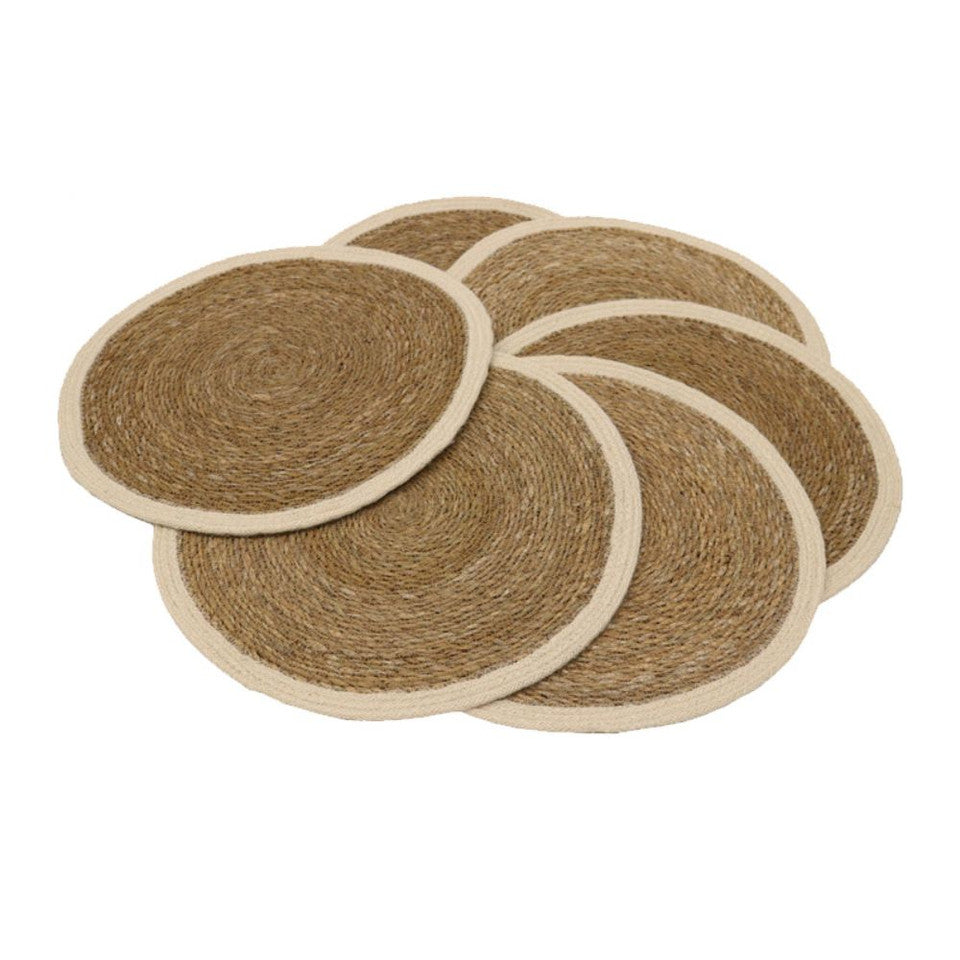 Sea Grass/Jute Round Placemat in Natural/White