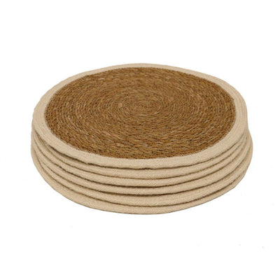 Sea Grass/Jute Round Placemat in Natural/White