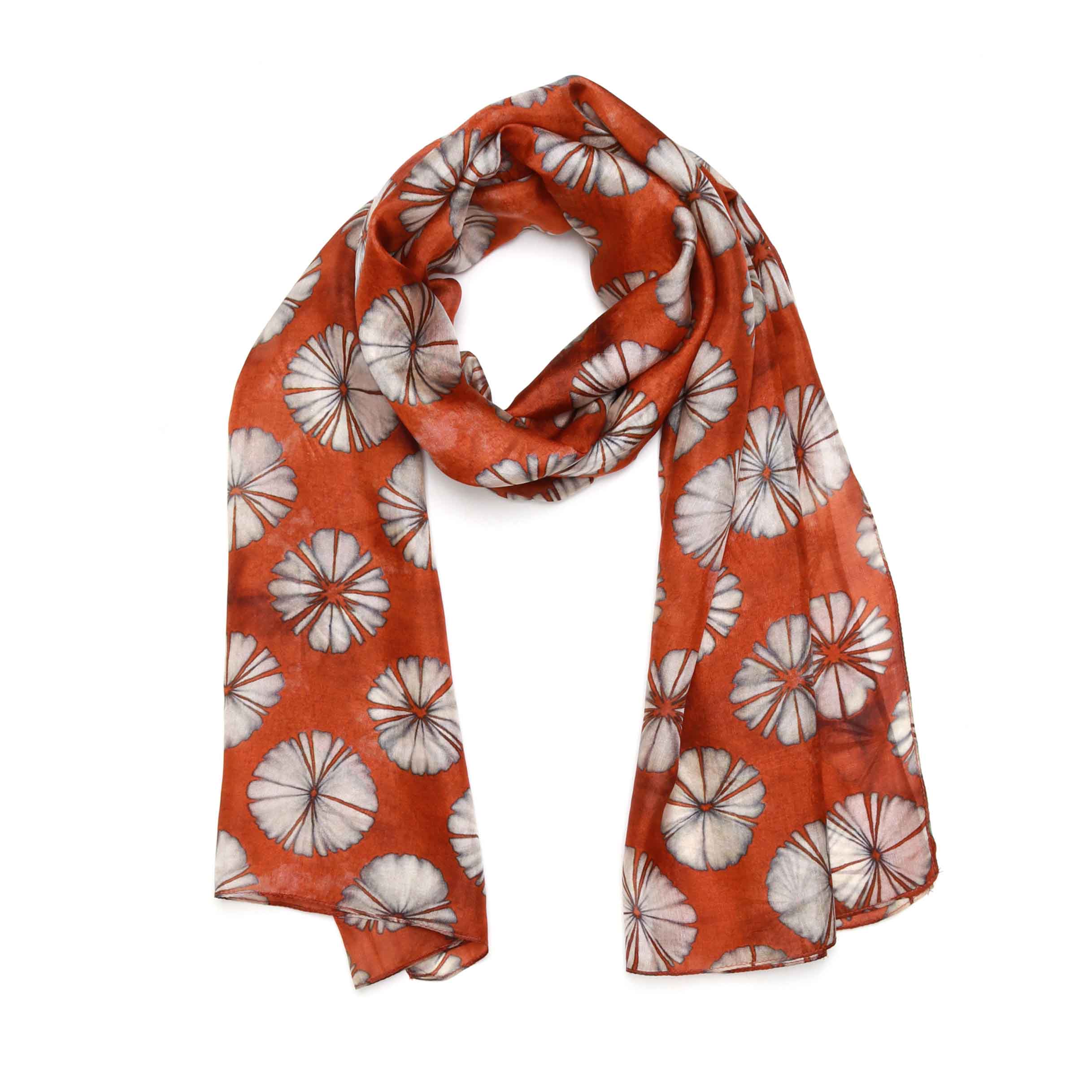 Namaskar Silk Japanese Scarf – Cream Design