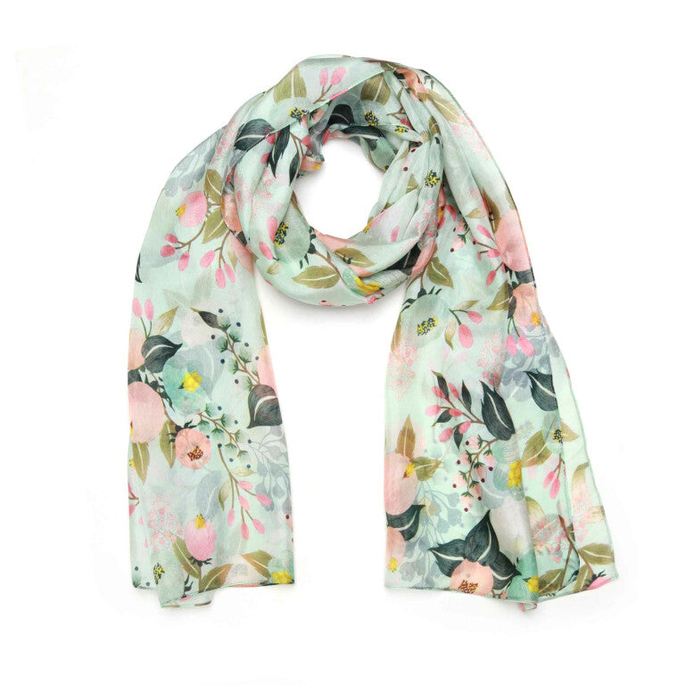 Namaskar Silk Peach Floral Scarf