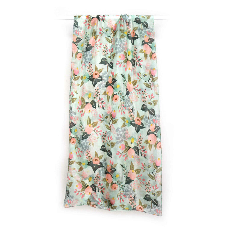 Namaskar Silk Peach Floral Scarf