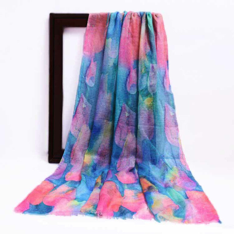 Namaskar Silk Abstract  Pastel Scarf