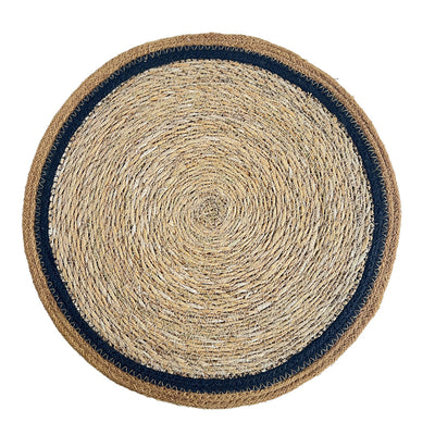 Seagr/Jute Round Placemat Cumin/Black Border