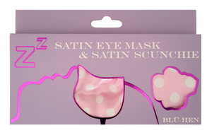 Pink Polka Dot Satin Eye Mask & Scrunchie Set