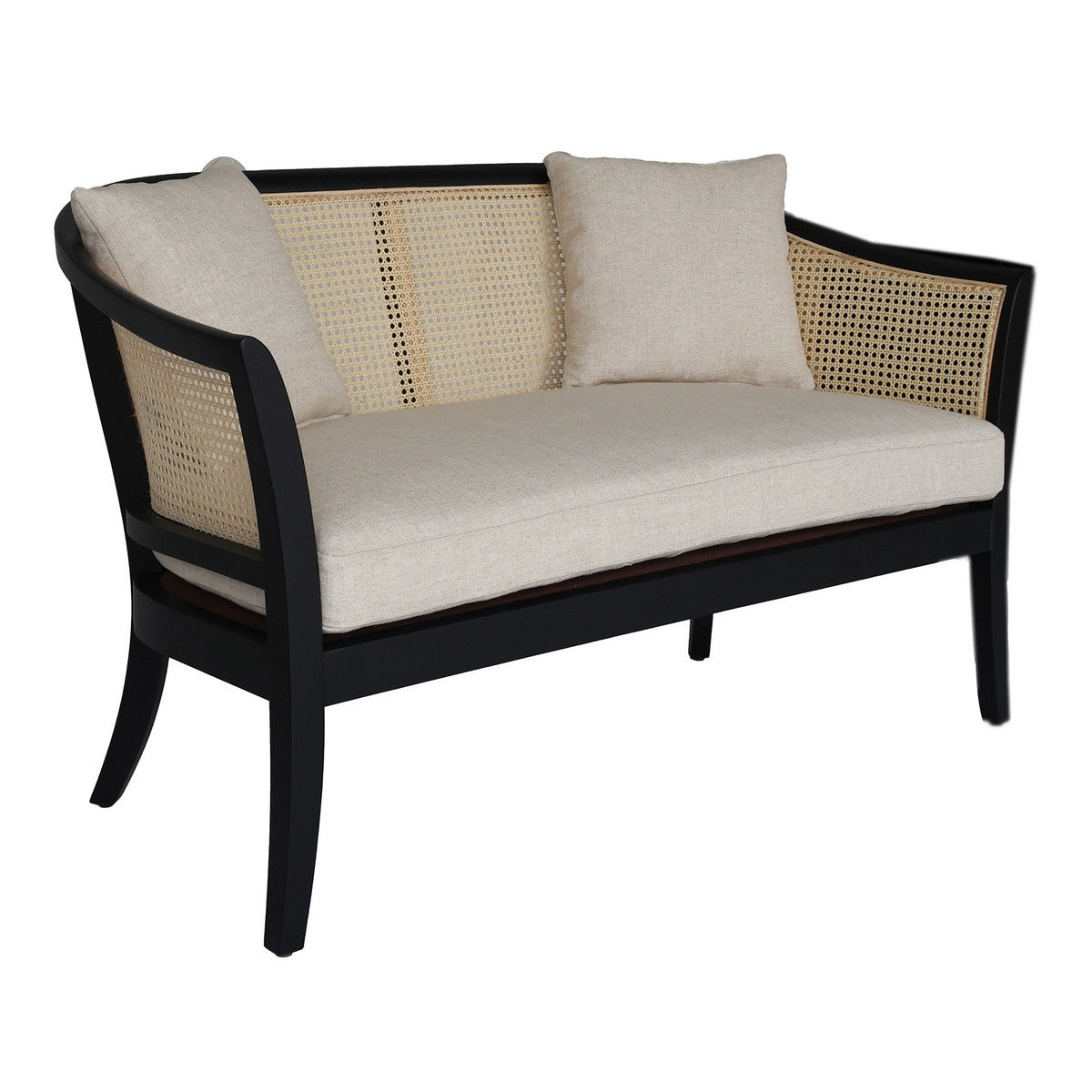 Two Seater Linen/Rattan Sofa