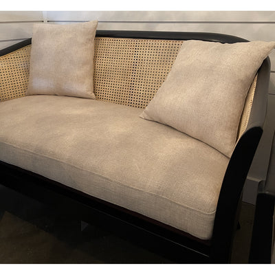 Two Seater Linen/Rattan Sofa