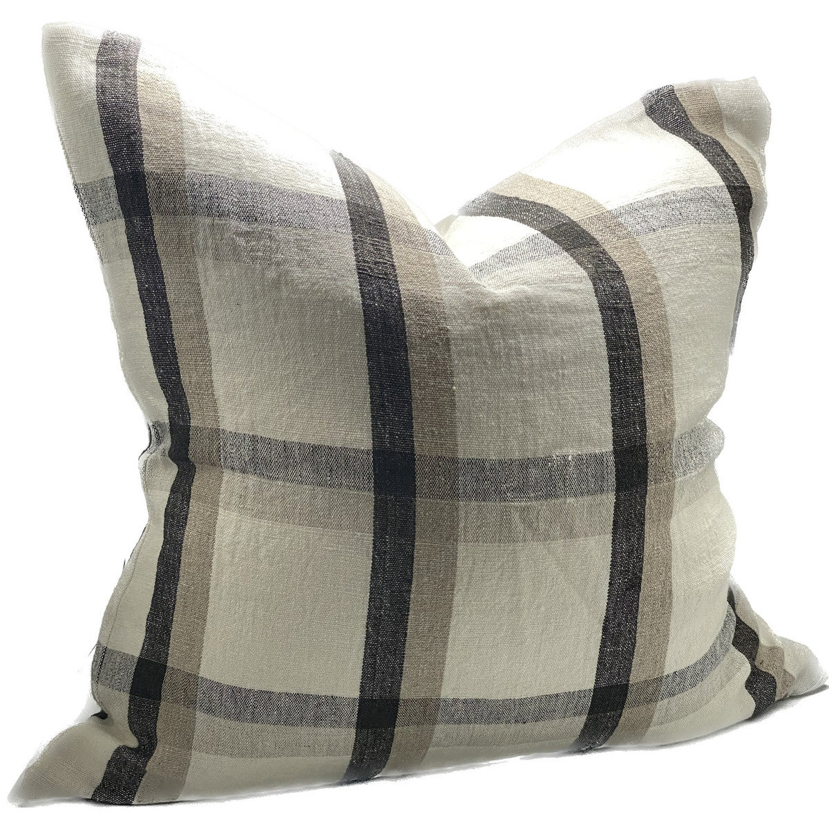 Linen Cushion - Ivory/Natural/Black 55 x 55