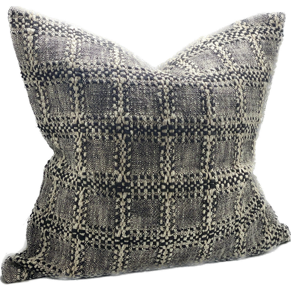 100% Cotton Cushion - Black Textured Check 55 x 55