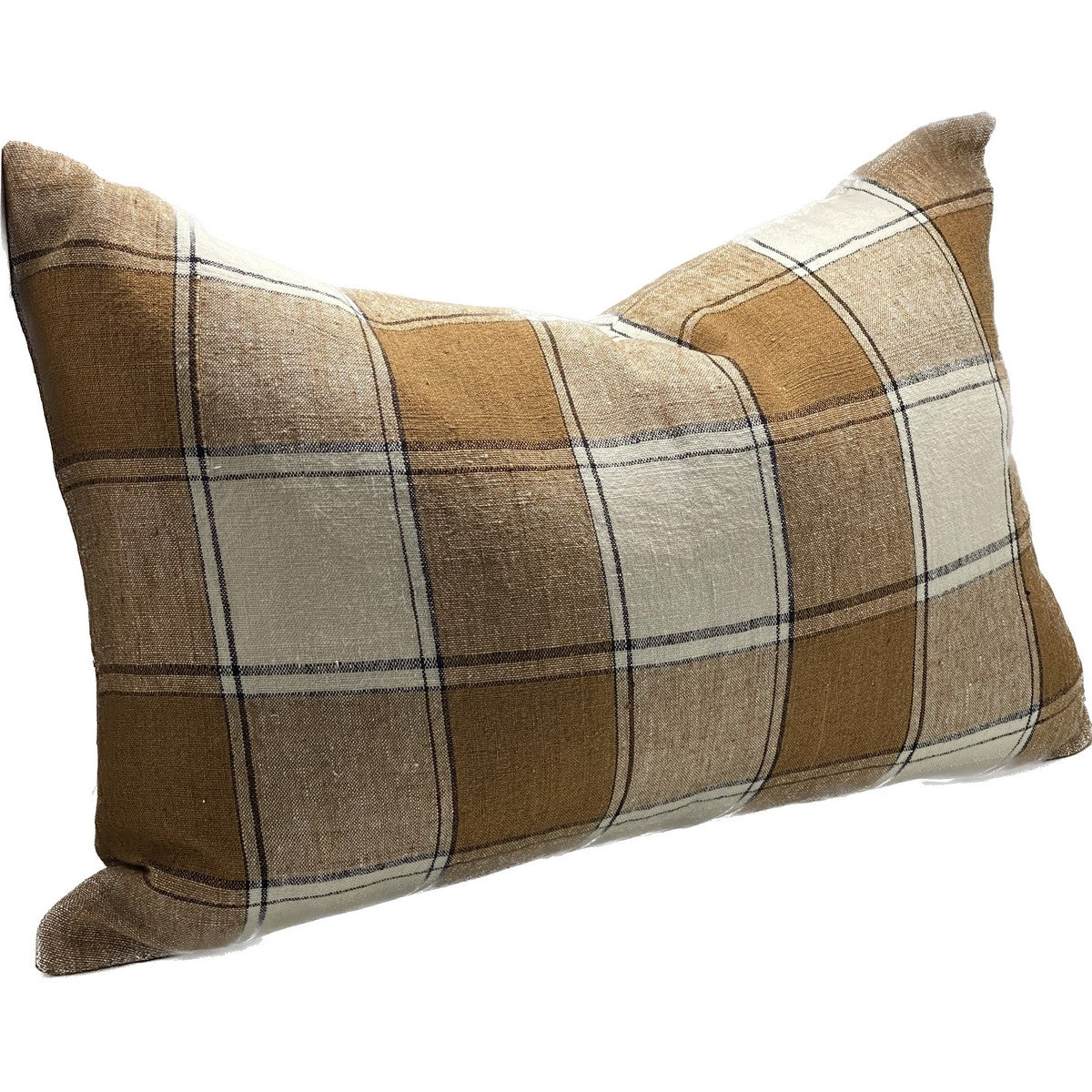 Linen Cushion - Tobacco Check 40 x 60cm