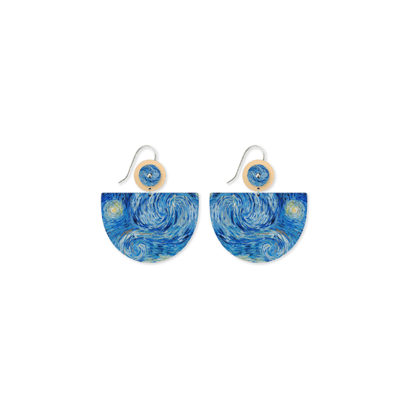 Moe Moe Van Gogh Starry Night Large Bell Circles Drop Earrings