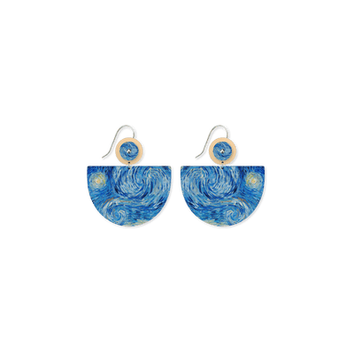 Moe Moe Van Gogh Starry Night Large Bell Circles Drop Earrings