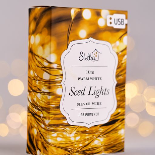 Stellar Seed Lights LED USB Silver Warm White 10m